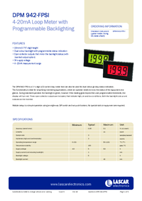 Thumbnail of document Data Sheet - DPM 942-FPSI Loop Powered LCD Meter